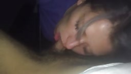 Amateur teen deepthroats huge cock